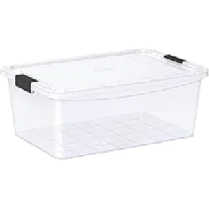 45L Clear Plastic Storage Box with Wheels & Lockable Lid