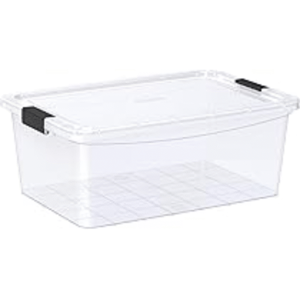 45L Clear Plastic Storage Box with Wheels & Lockable Lid