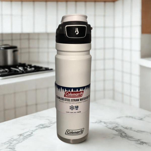 Coleman Stainless Steel Straw Water Bottle - White 24 oz