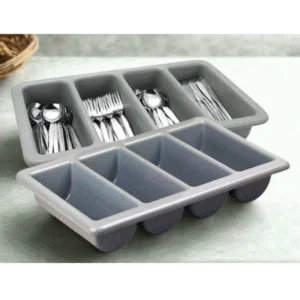 4-Compartment Bus Box – Service Cutlery Divider (Grey)
