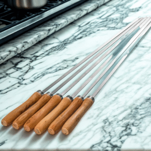 Raj Stainless Steel Kabab Stick – Flat, 15 mm × 60 cm