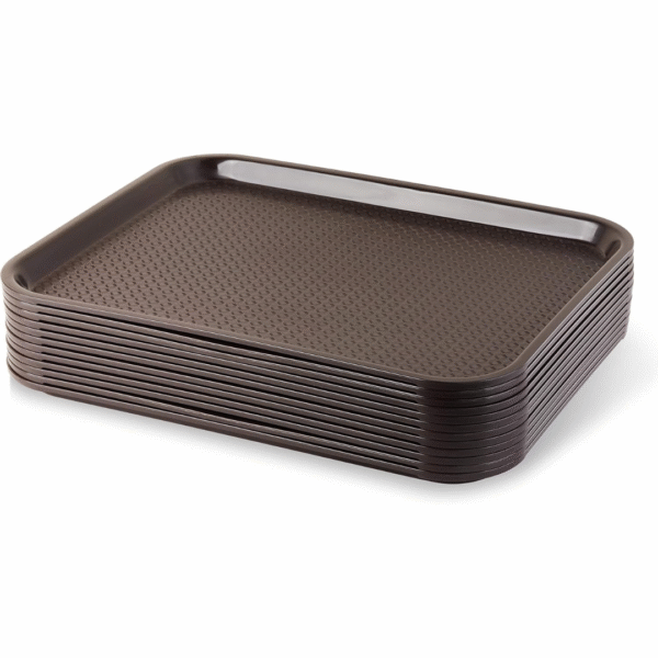 Plastic Fast Food Tray – Rectangular, High Profile (Brown)