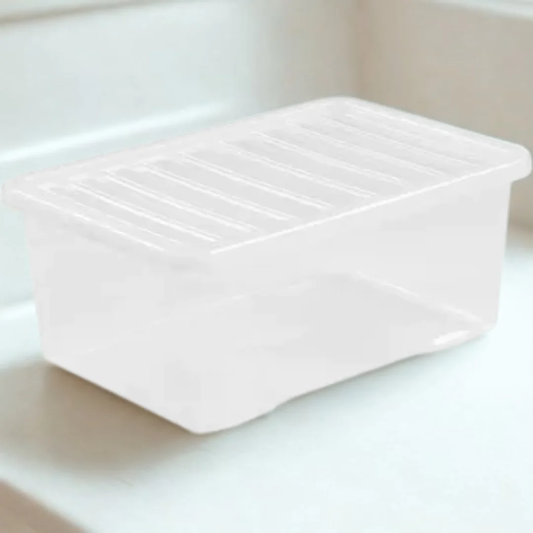 45L Clear Plastic Storage Box with Wheels & Lockable Lid